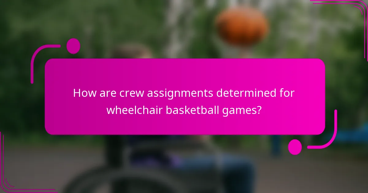 How are crew assignments determined for wheelchair basketball games?