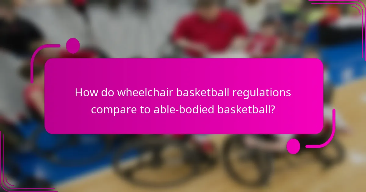 How do wheelchair basketball regulations compare to able-bodied basketball?