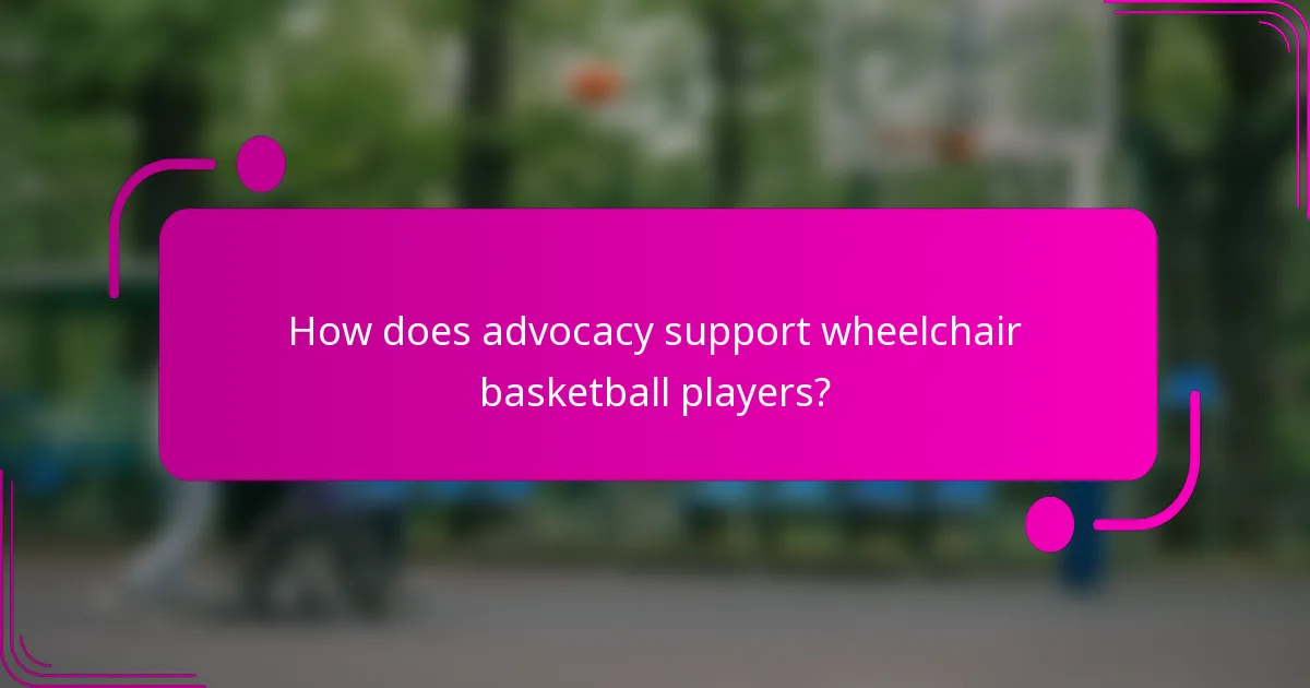 How does advocacy support wheelchair basketball players?