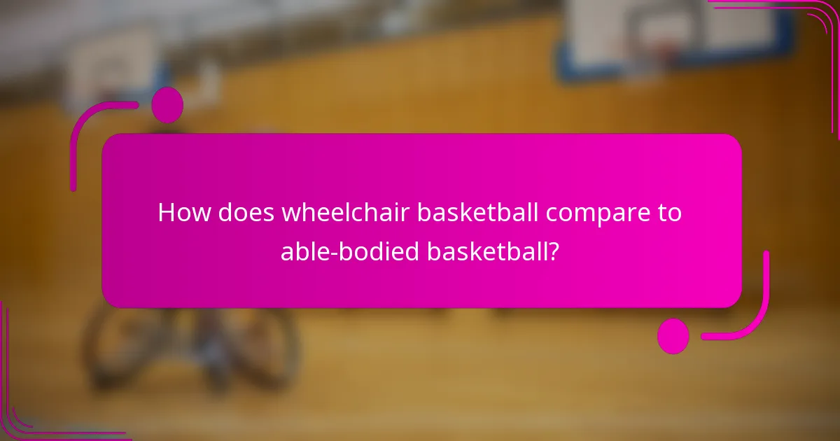 How does wheelchair basketball compare to able-bodied basketball?