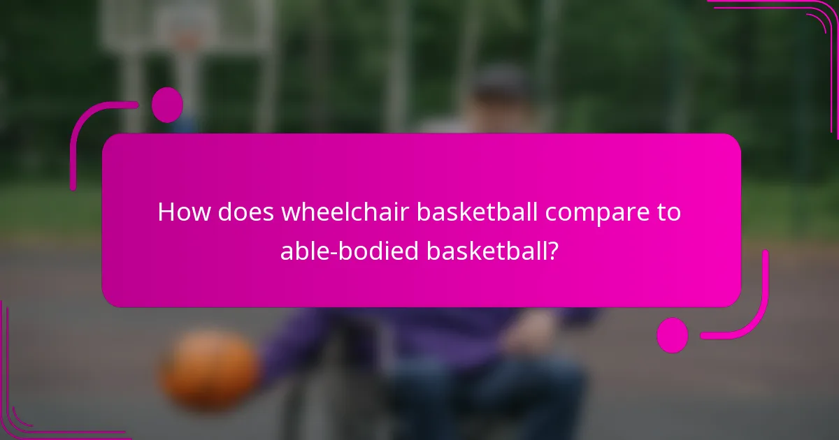 How does wheelchair basketball compare to able-bodied basketball?
