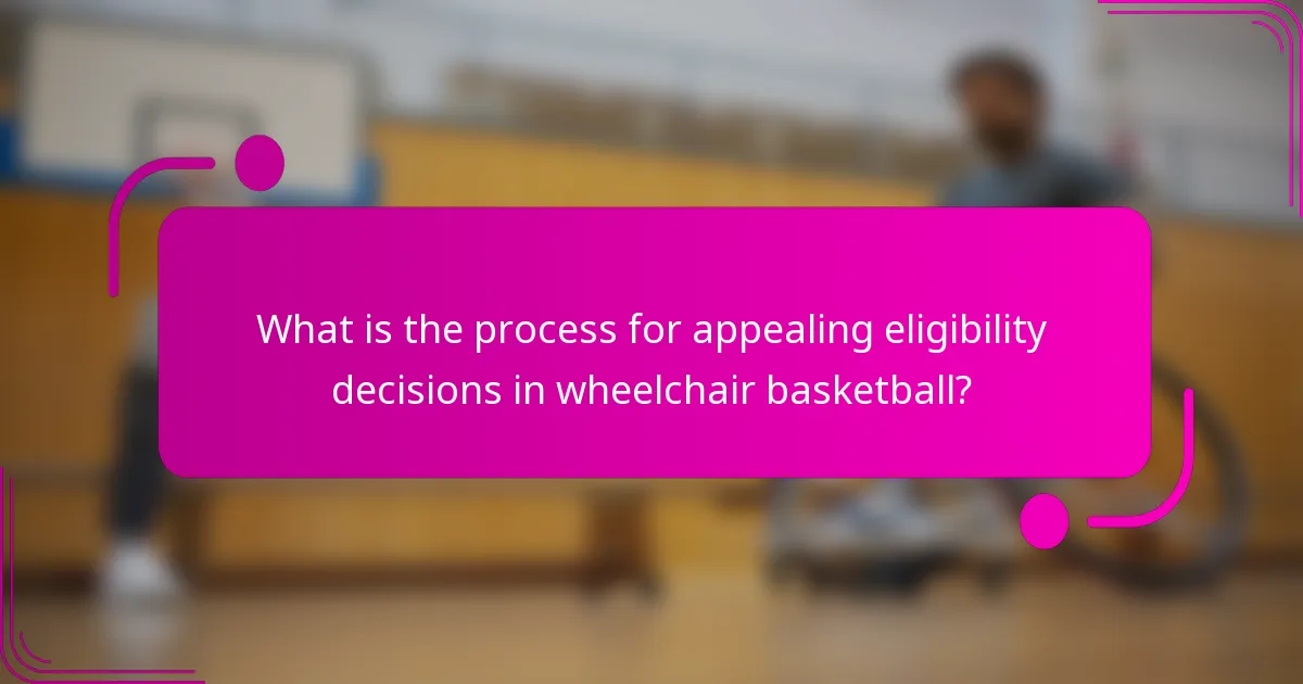 What is the process for appealing eligibility decisions in wheelchair basketball?