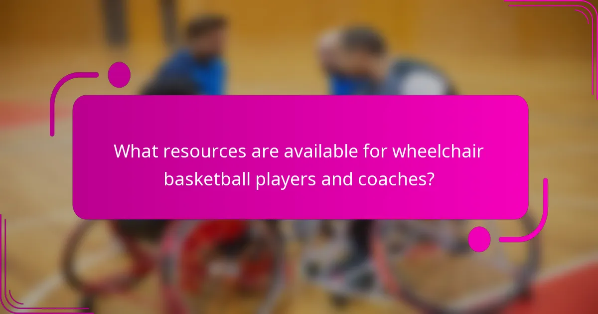 What resources are available for wheelchair basketball players and coaches?