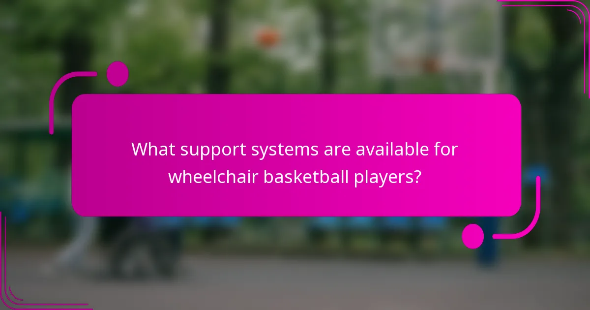 What support systems are available for wheelchair basketball players?